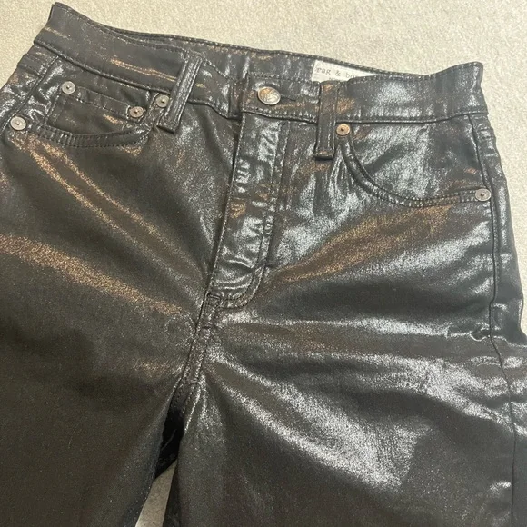 Rag & bone Black Coated ,Nina High Rise Jeans pants - Picture 3 of 12